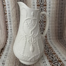 Antique Victorian Jug Downton Abbey Cream Bisque Vintage Matt Large Flower