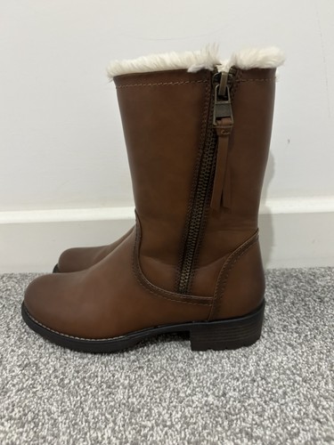 Leather brown boots - size, 36