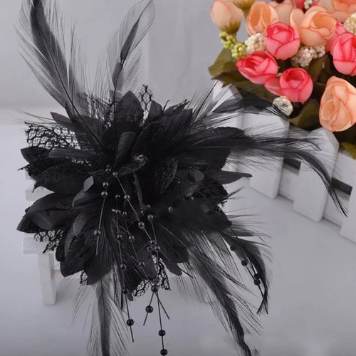 Flower feather fascinator - flower, hair