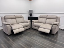 Furniture Village Taupe Microfibre 2+2 Seater Sofa Set Power Recliner
