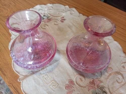 Pair pink swirlposy vases - swirlposy,