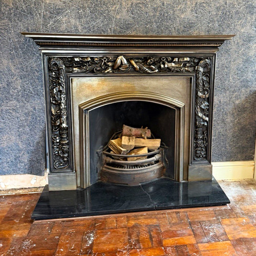 Black metal fireplace - black,