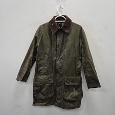 Barbour Vintage Border Wax Waterproof Country Jacket Coat Green Size C 34