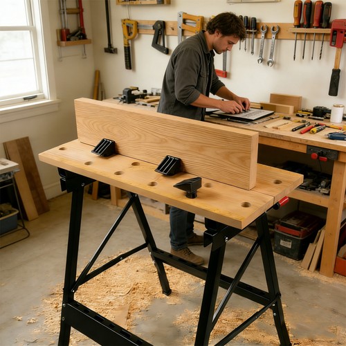 Foldable wooden workbench - foldable,