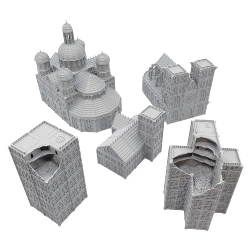 Ruined gothic city buildings - city,