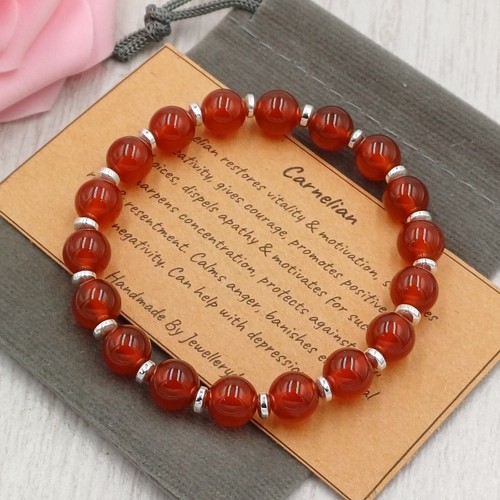 Red carnelian bracelet stretch - carnelian,