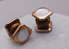 Vintage Cufflinks Snap On Lion Brand  Mother Of Pearl Gold Tone Jewellery #A263