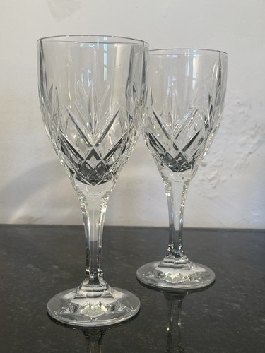 Cut crystal wine glasses - glasses, pair