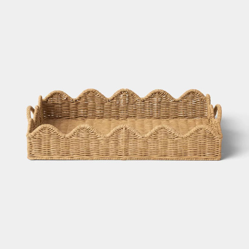 Recta scallop edge wicker tray - scallop,