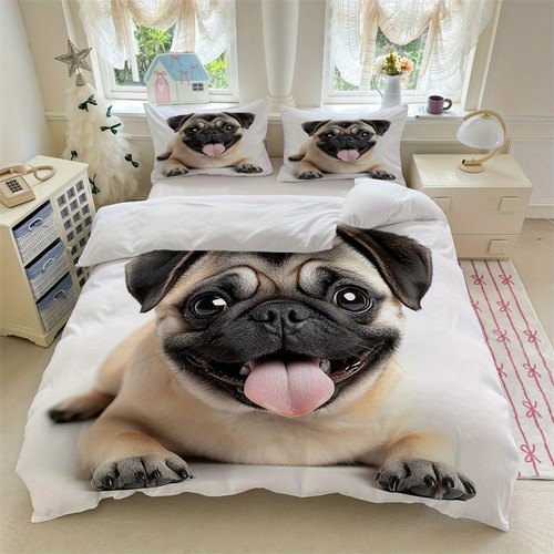 Cute pug dog duvet quilt - pug, cover