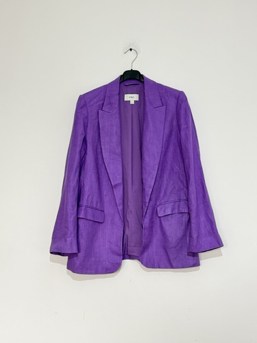Purple linen blend blazer - linen,