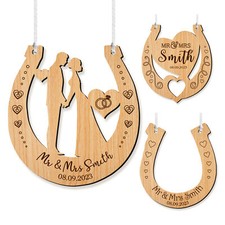 Personalised Mr & Mrs Wedding Horseshoe Good Luck Bridal Gift New Couple Gift