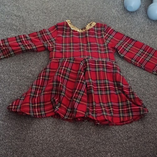 Girls red tartan long - red,