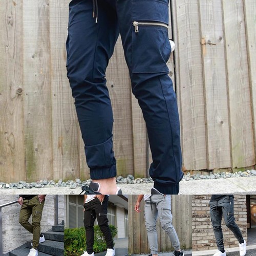 Mens elasticated waist cargo - elasticated,