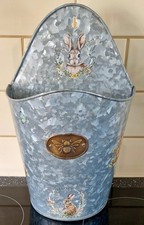 Galvanised Honey Bee Wall Mounted  Planter With Bunny Transfers 36cm High READ