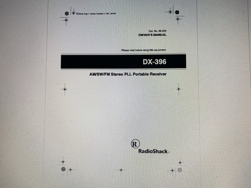 Realistic 396 user manual - dx-396,