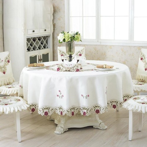 White embroidered tablecloth - white,