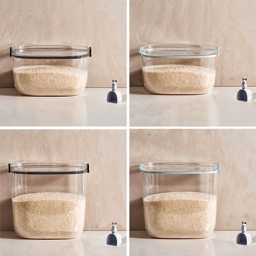 Transparent rice bucket - rice, sealed