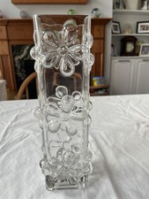 Clear Glass Flower Embossed
