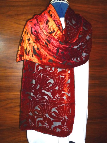 Velvet devore scarf floral - velvet,