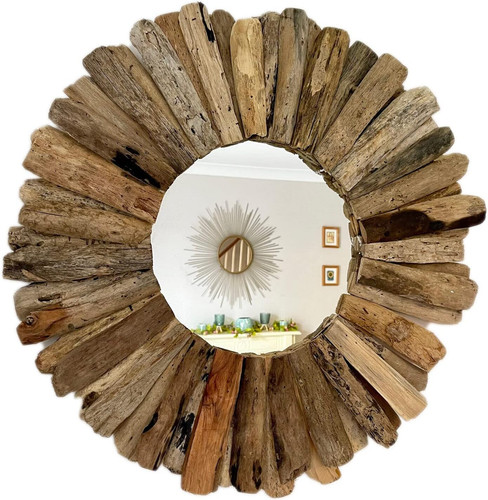 Round driftwood mirror - driftwood, 40cm