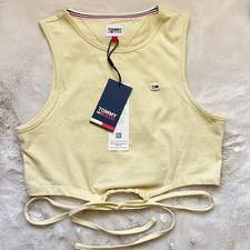 TOMMY JEANS SIZE L LEMON ZEST COLOUR  CROPPED TIE SUMMER TOP