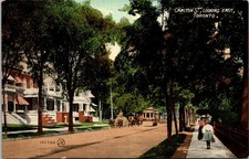 Canada Ontario Toronto Carlton Street Trolley Horse Carriage Antique Postcard