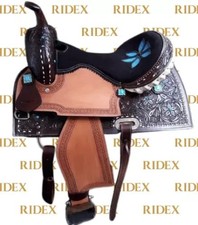 15" Western Barrel Racing Style Leather Saddle For Horse .
