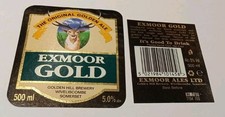 Exmoor Ales Ltd - Somerset - Exmoor Gold  - 500ml -  2 x Vintage Beer Label 