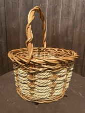 Stunning Vintage Wicker Woven Rope Detail Foraging Gathering Herb Picnic Basket