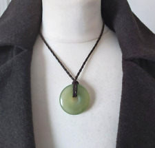 Green Jade Pendant Donut 40mm diameter Necklace Gemstone charm real stone