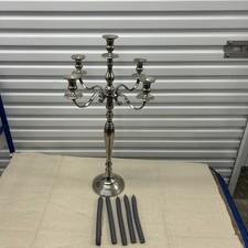 Large Silver Tone Candelabra 5 Arm Candle Holders Metal Vintage 80cm Candlestick