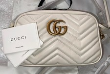 GUCCI GG Marmont Small Camera Bag, Shoulder Bag 447632, Women's, White