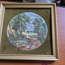 Hyalyn Ceramic Tile Trivet The Cornfield by John Constable Sheep Herder. Framed 