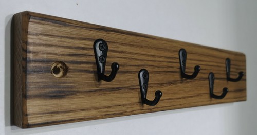 Solid oak key rack hook - solid,