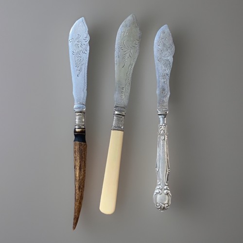Antique silver butter knives - silver,