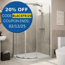 1200 x 800mm Offset Quadrant Shower Enclosure Frameless Raised Non Slip Tray LH