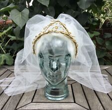 vintage TRUDY LEE gold filigree tiara and veil bride wedding