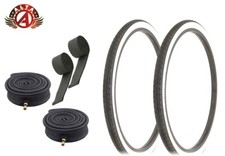 ALTA Bicycle 24" x 1.75" S-2 Tires WhiteWall Schwinn Style CLASSIC SLICK 6pc.