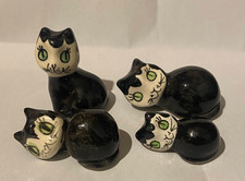 Vintage 4x small cats with green Eyes by philip Laureston babbacombe pottery