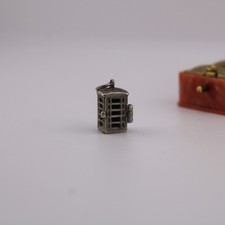 B4.4 Vintage Silver British Telephone Box Opens Door Charm Pendant c1970s