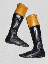 Lightweight M.Tzialli Black/Tan Leather Jockey Racing Boots - Size UK 6