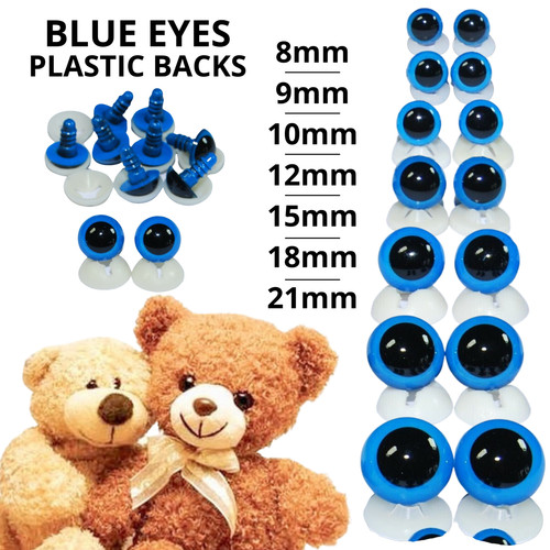 Blue eyes with plastic backs - plastic,