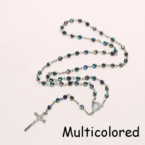 White rosary beads with - with, silver