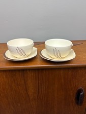 Two Carlton Ware Windswept soup cups and saucers, vintage, 1950, 1960