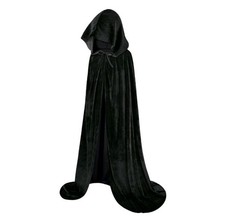 Black hooded cape - black, witch