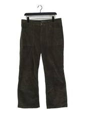 Fat Face Women's Trousers UK 14 Green Cotton with Elastane Wide-Leg Chino