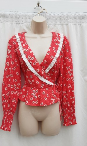 Wrapover blouse red - wrapover, blouse,red