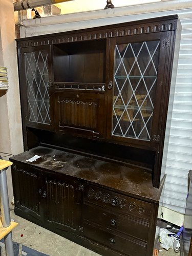 1980s vintage dark oak leaded - 1980s,