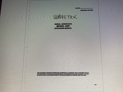 Wavetek model 2407 - 2407, manual